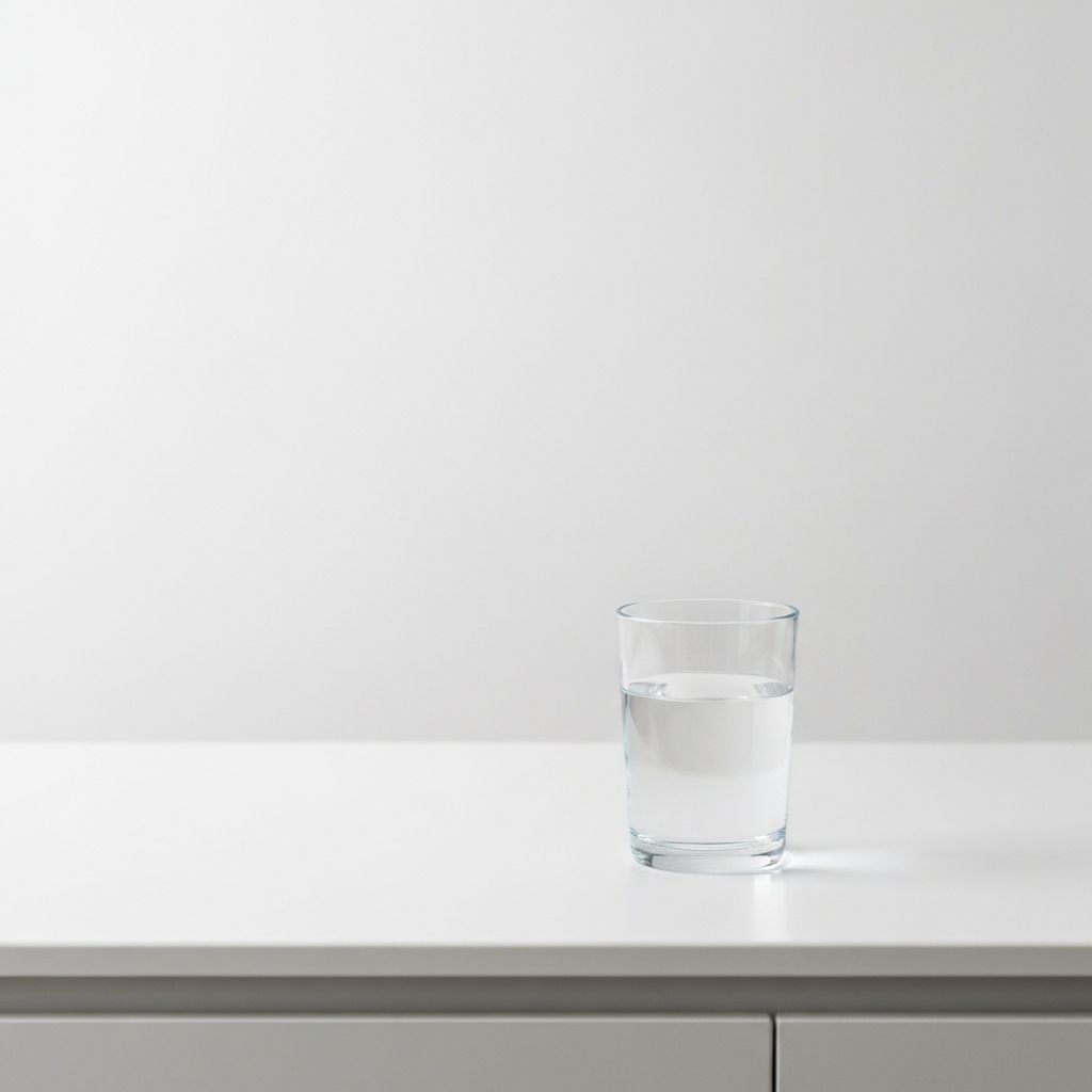 Single glass of water on counter
